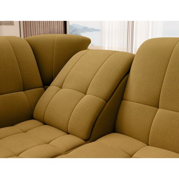 Sárga bársony kinyitható-tárolóhelyes sarokkanapé (bal oldali-L alakú) Sado – ELTAP-image-1