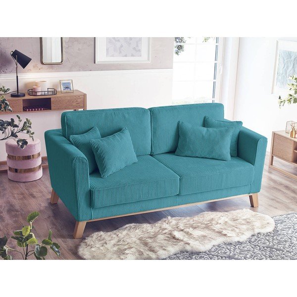 Türkiz kordbársony kanapé 186 cm – Bobochic Paris-image-1