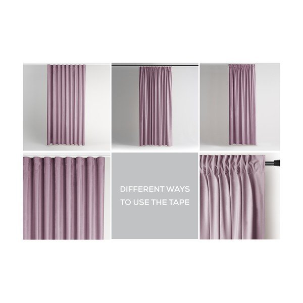 Világos rózsaszín bársony dimout (részleges sötétítő) függöny 140x270 cm Pleat – Restilo-image-3