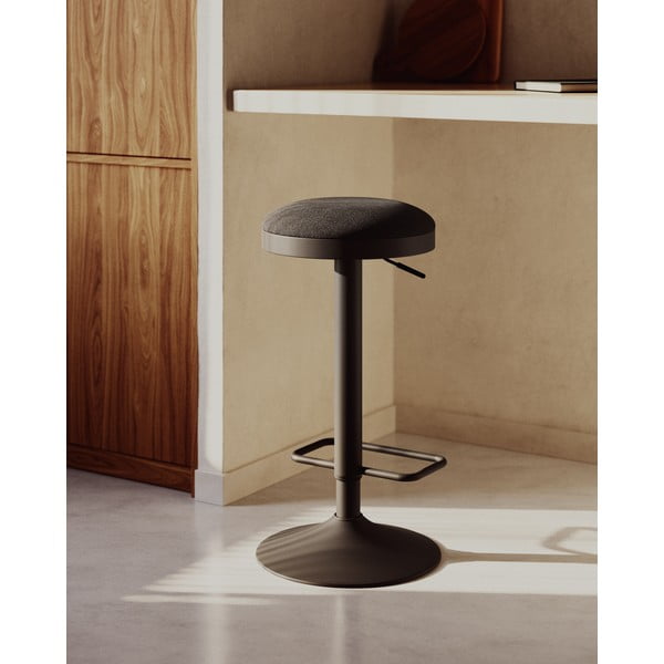 Fekete kárpitozott állítható magasságú bárszék szett 2 db-os (ülésmagasság 53,5 cm) Zaib – Kave Home-image-1