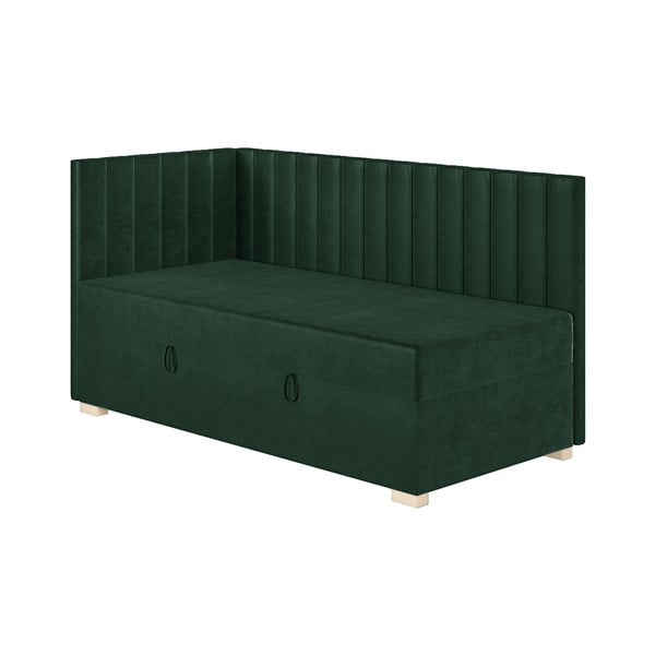 Sötétzöld sarok ágyneműtartós gyerekágy matraccal 90x200 cm Snugi – Ghado-image-3