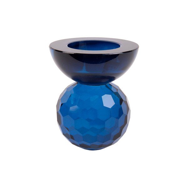 Kék üveg gyertyatartó Crystal Art - PT LIVING-image-1