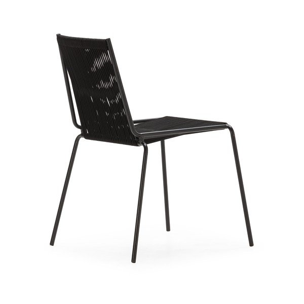 Fekete fém rakásolható étkezőszék szett 2 db-os Emily – Marckeric-image-3