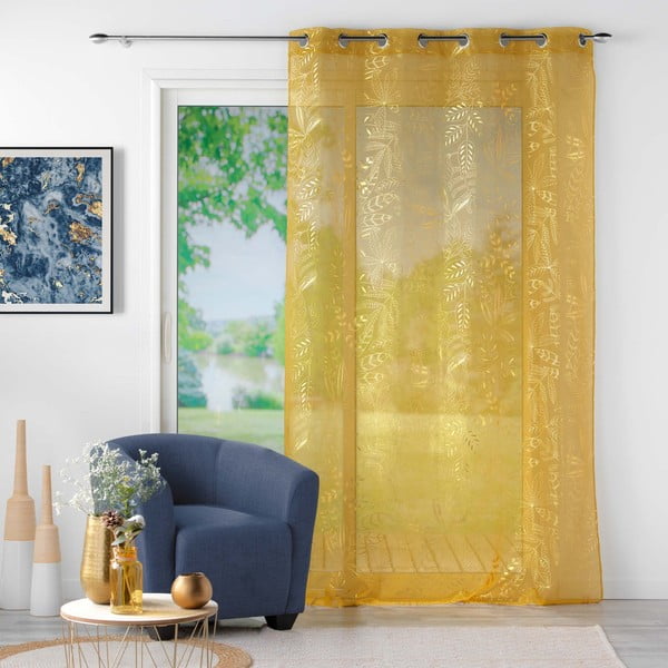 Sárga átlátszó függöny 140x280 cm Belflor – douceur d'intérieur-image-2