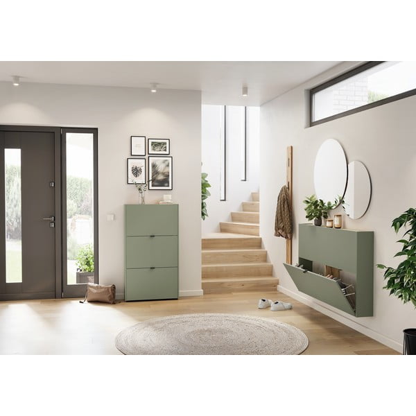 Szürkésbarna billenő ajtós cipőtartó 71x127x22 cm Ameca – Germania-image-4