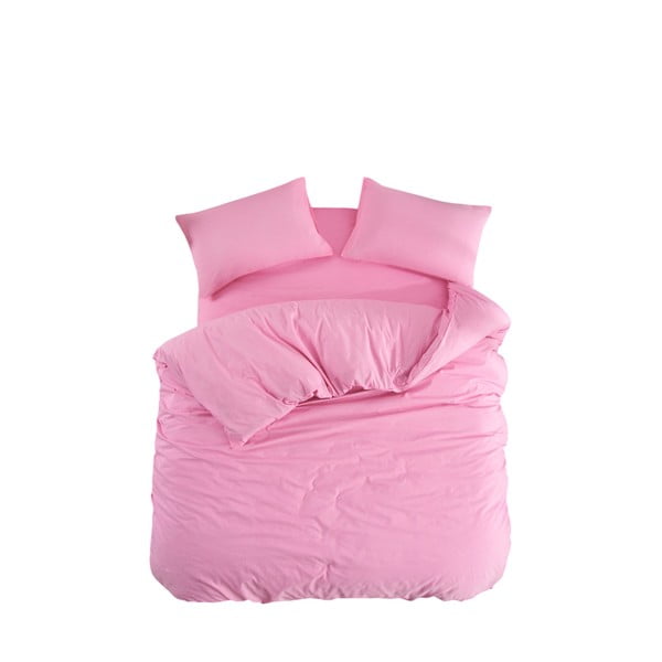 Rózsaszín háromrészes egyszemélyes hosszabbított ágyneműhuzat lepedővel 160x220 cm Classic – Mila Home