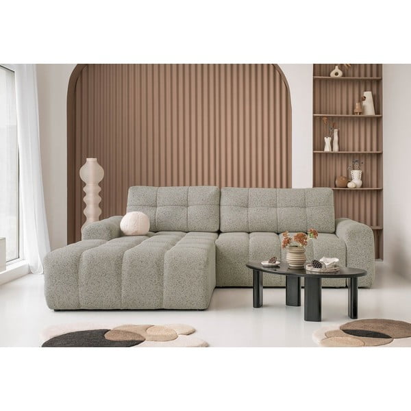 Világosbarna kinyitható tárolóhelyes moduláris sarokkanapé (bal oldali) Lulu – Miuform-image-1