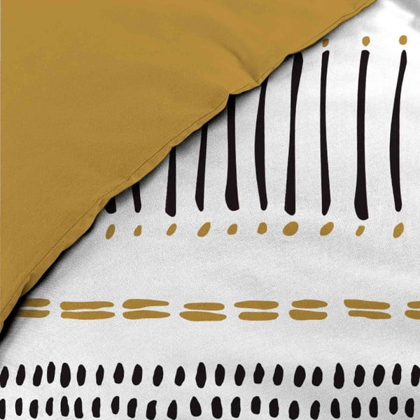 Mustársárga-fehér kétszemélyes-hosszabbított pamut ágyneműhuzat 240x220 cm Chicago – douceur d'intérieur-image-3