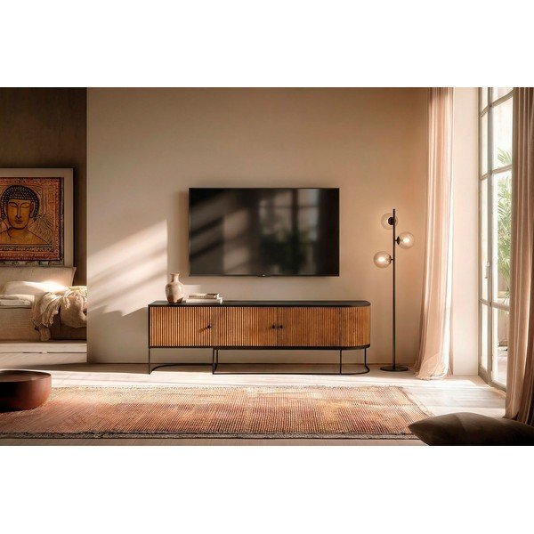 Natúr színű mangófa TV-állvány 160x55x40 cm Curve – MOME-image-1