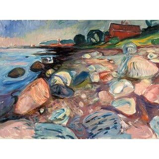 Edvard Munch - Shore with Red House másolat, 70 x 50 cm