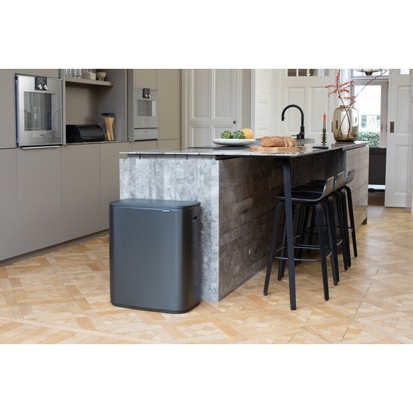 Sötétszürke acél érintésre nyíló szemetes 60 l Bo Touch Bin – Brabantia-image-1