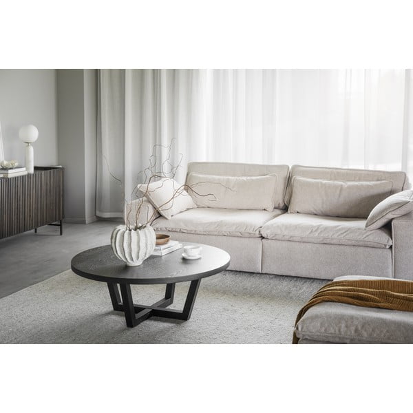 Fekete kerek dohányzóasztal tölgyfa dekorral ø 110 cm Boxford – Rowico-image-1