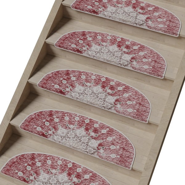 Világospiros lépcsőszőnyeg szett 16 db-os 20x65 cm Chakra – Vitaus-image-1