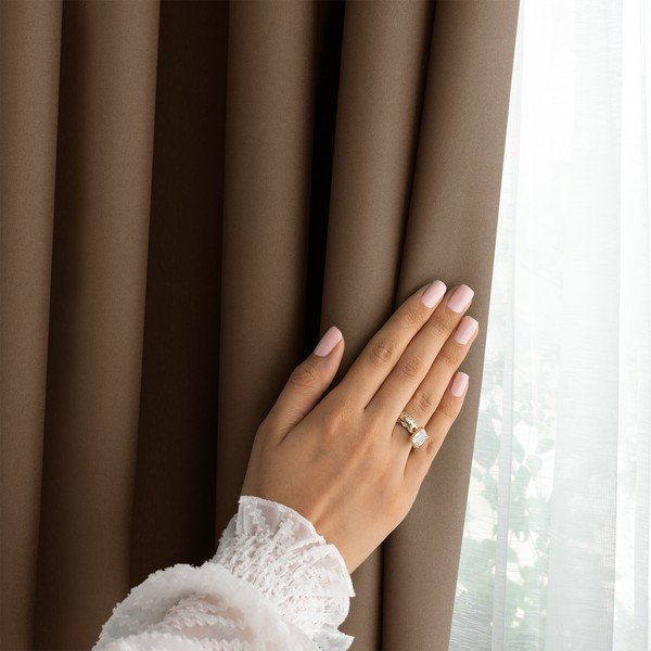 Barna dimout (részleges sötétítő) függöny 140x250 cm Carli Tie – Restilo-image-3