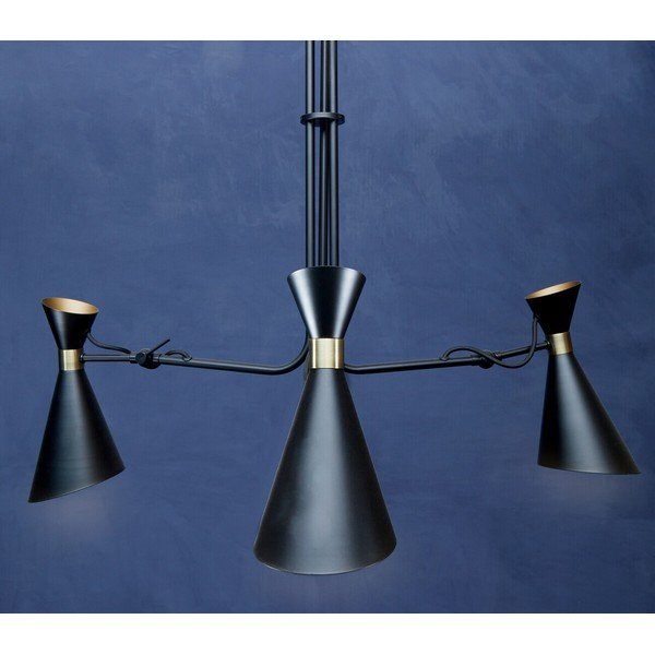Fekete-aranyszínű fém függőlámpa fém búrával Linox – Premier Housewares-image-1