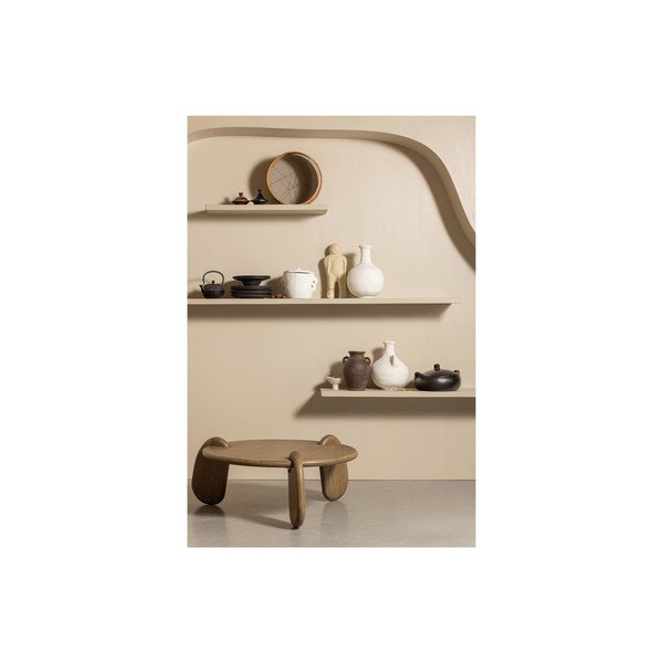 Barna kerek dohányzóasztal diófa dekoros asztallappal ø 100 cm Imbue – BePureHome-image-4