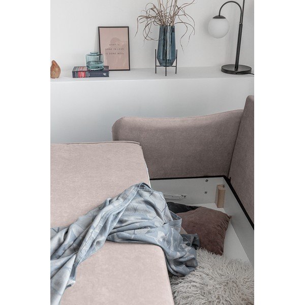 Tender Eddie bézs kinyitható bársony kanapé - Miuform-image-1