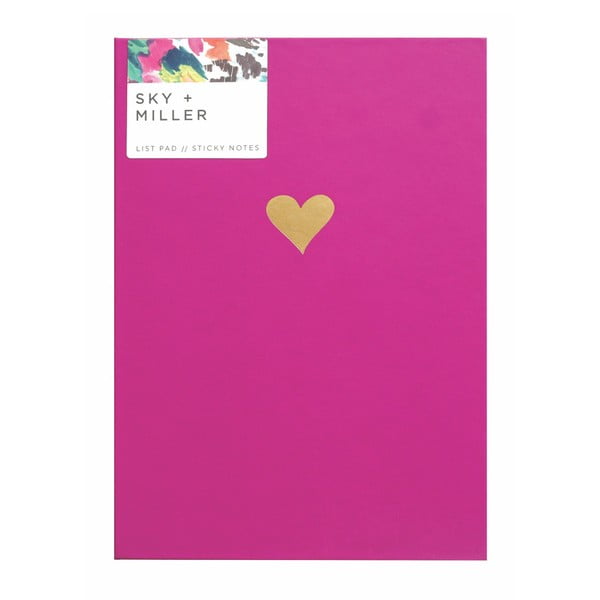 Hearts rózsaszín jegyzettömb és öntapadó jegyzet szett, 60 oldalas - Portico Designs
