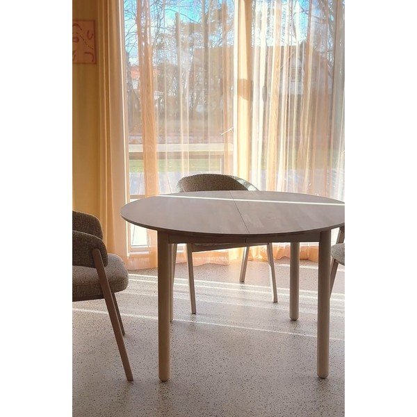 Tölgyfa kerek bővíthető étkezőasztal ø 120 cm Derrymore – Rowico-image-3