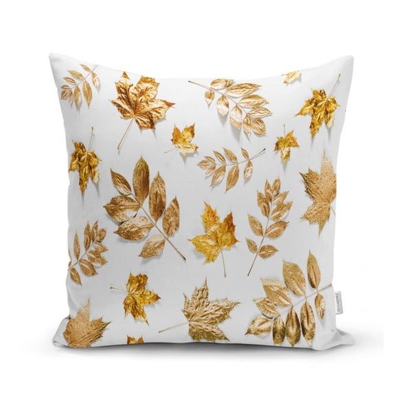 Golden Leafes With White BG párnahuzat, 45 x 45 cm - Minimalist Cushion Covers