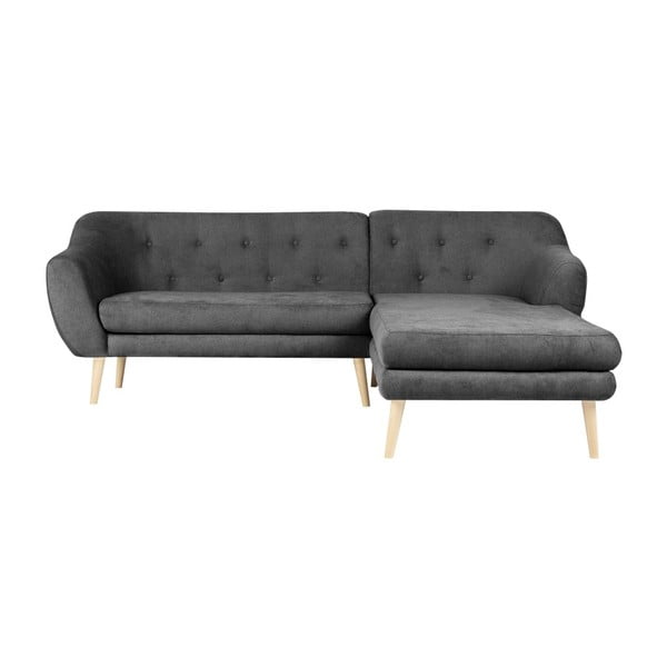 Sicile sötétszürke kanapé jobboldali fekvőfotellel - Mazzini Sofas