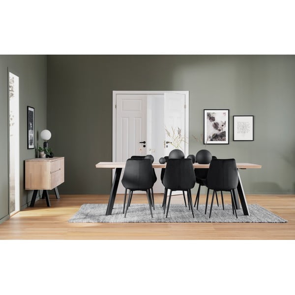 Fekete bársony étkezőszék szett 2 db-os Sierra - Rowico-image-2