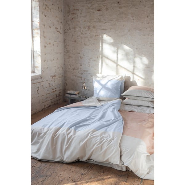 Világoskék egyszemélyes hosszabbított pamut-perkál ágyneműhuzat 140x220 cm Colore – Mette Ditmer Denmark-image-2