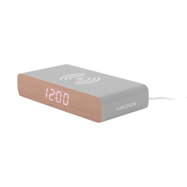 Digitális ébresztőóra vezeték nélküli töltővel Retro Flat LED – Karlsson-image-1