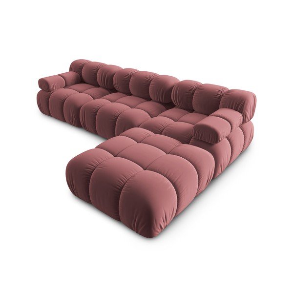 Rózsaszín bársony sarokkanapé Bellis – Micadoni Home-image-4