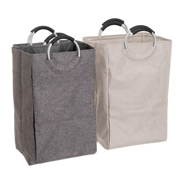 Szürke-bézs textil szennyeskosár szett 2 db-os – Casa Selección-image-1