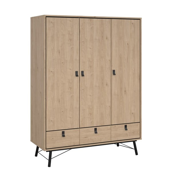 Natúr színű ruhásszekrény tölgyfa dekorral 150x200 cm Ry – Tvilum-image-2