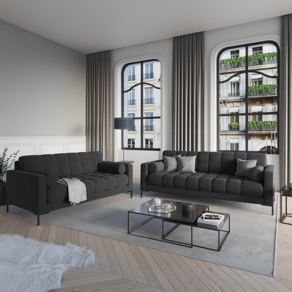 Bali sötétszürke bársony kanapé - Cosmopolitan Design-image-1