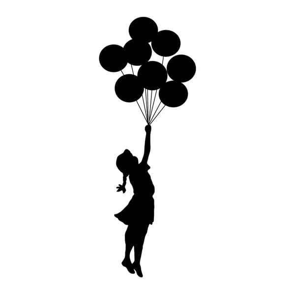 Flying Girl fekete öntapadós falmatrica, 30 x 80 cm - LineArtistica