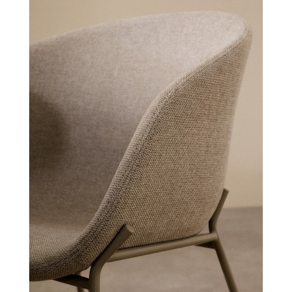 Bézs kárpitozott karfás étkezőfotel Yvette – Kave Home-image-2