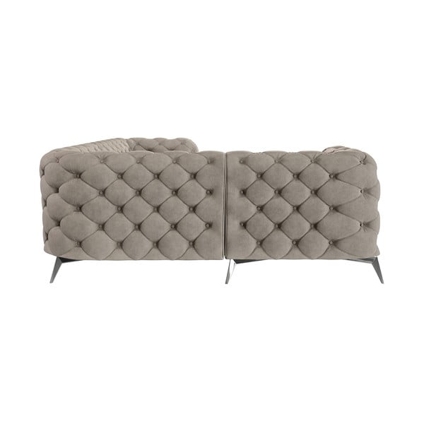 Szürkésbézs bársony sarokkanapé (bal oldali-L alakú) Chelsea – Ropez-image-3