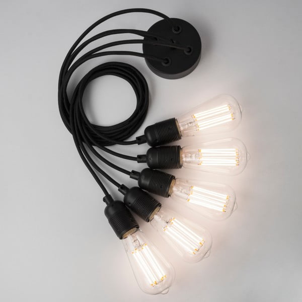 Uno Basic Globe fekete mennyezeti lámpa, 5 izzóval - Bulb Attack-image-1