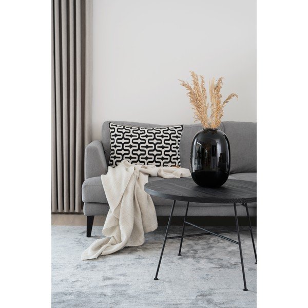 Grafton fekete dohányzóasztal borovi fenyőfa asztallappal, ø 70 cm - Rowico-image-1