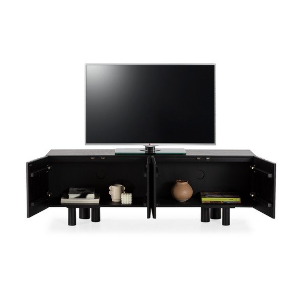 Fekete mangófa TV-állvány 160x55x40 cm Tamira – MOME-image-2