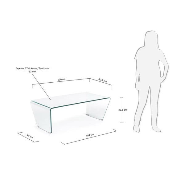 Üveg dohányzóasztal 60x120 cm Burano – Kave Home-image-4