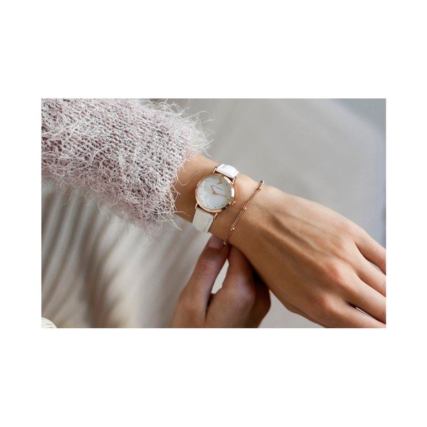 Vintage női karóra fehér valódi bőrszíjjal - Emily Westwood-image-1