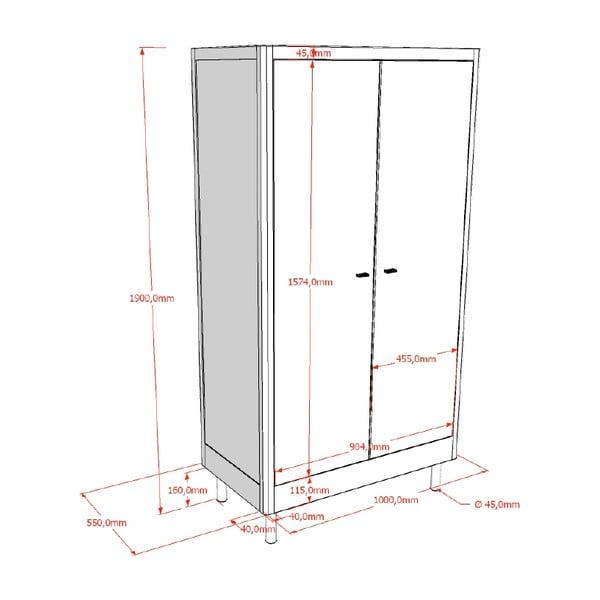 Fehér bükkfa gyerek ruhásszekrény 100x190x55 cm Forrest – Vipack-image-2