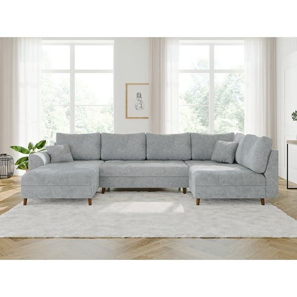 Világosszürke sarokkanapé (bal oldali-U alakú) Ariella – Ropez-image-1