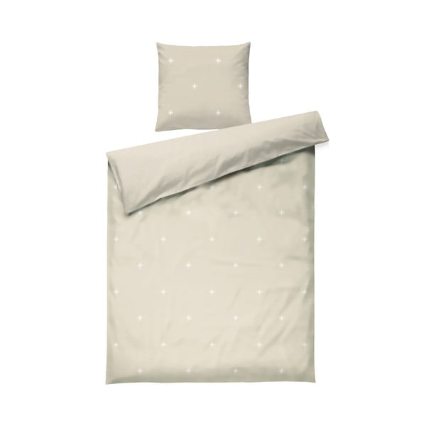 Bézs egyszemélyes pamut-perkál ágyneműhuzat 140x200 cm Christmas Fable – JUNA