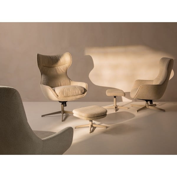 Bézs forgó buklé fotel lábtartóval Kenzi – Micadoni -image-1