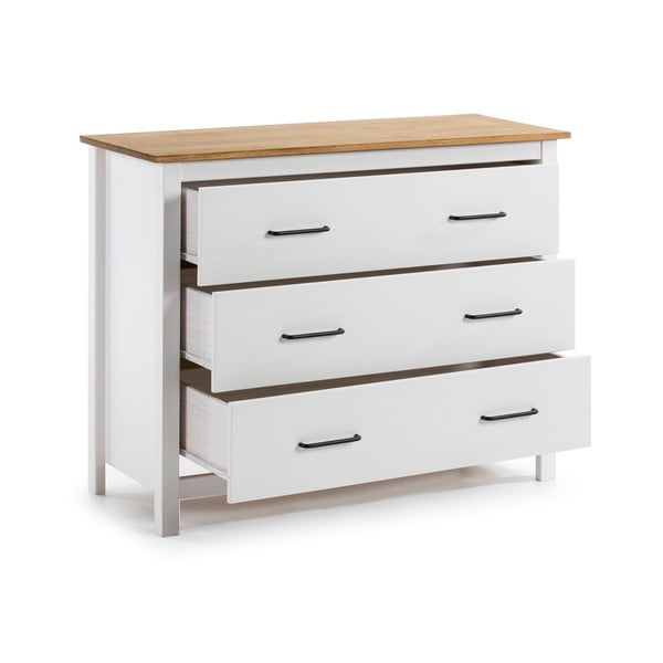 Fehér borovi fenyő alacsony komód 100x80 cm Miranda – Marckeric-image-3