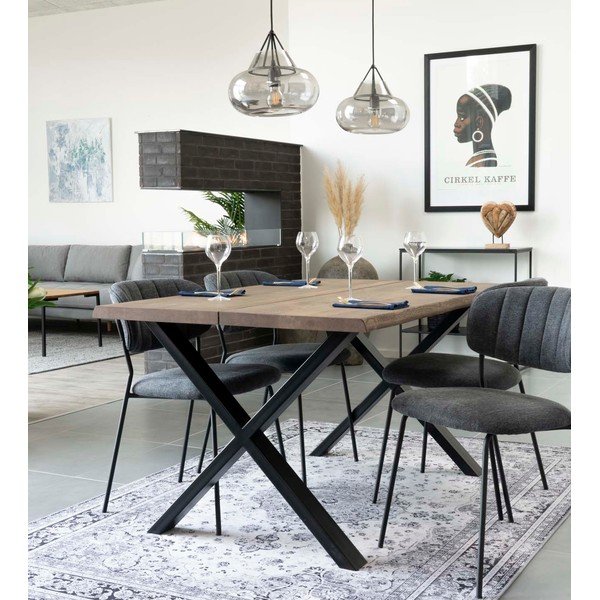 Toulon Smoked étkezőasztal tömör tölgyfa asztallappal, 140 x 95 cm - House Nordic-image-1