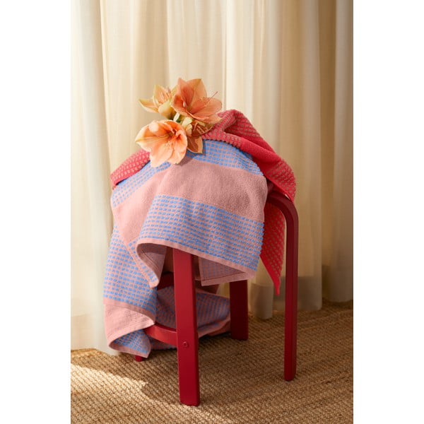 Piros frottír bio pamut fürdőlepedő 70x140 cm Check – JUNA-image-4