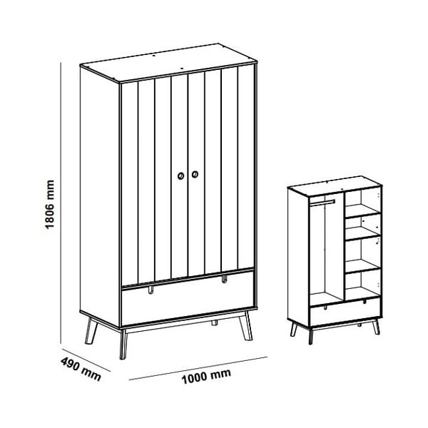 Kiara zöld gyerek ruhásszekrény borovi fenyő lábakkal - Marckeric-image-4