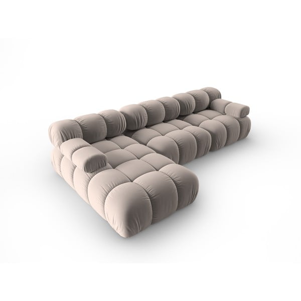 Világosbarna bársony moduláris sarokkanapé (bal oldali) Bellis – Micadoni -image-4