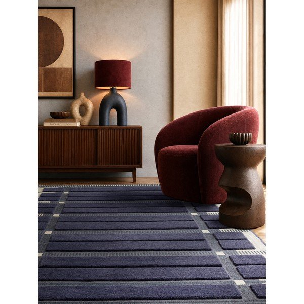 Sötétkék-bézs kézi szövésű gyapjú szőnyeg 120x170 cm – Asiatic Carpets-image-1